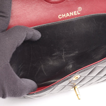 マトラッセ Wフラップ Wチェーンショルダーバッグ ラムスキン ブラック ゴールド金具 シャネル