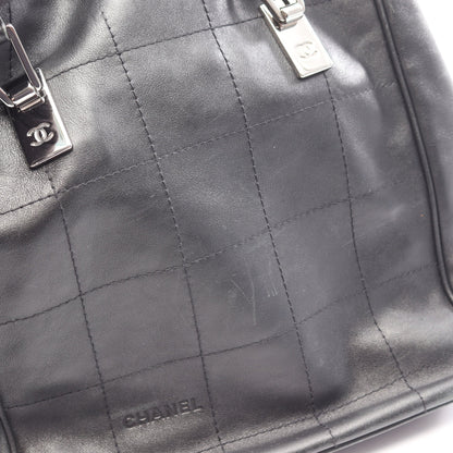 チョコバー ハンドバッグ トートバッグ ラムスキン ブラック シルバー金具 シャネル