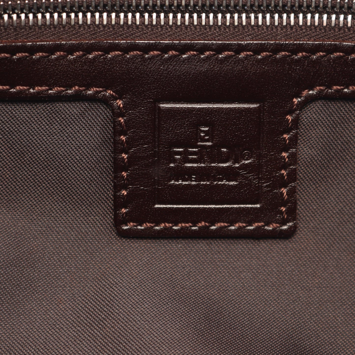 マンマバケット ズッカ ハンドバッグ キャンバス レザー ブラウン ダークブラウン フェンディ
