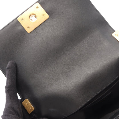ボーイシャネル スモール シェブロン Vステッチ チェーンショルダーバッグ ラムスキン ブラック ゴールド金具 シャネル