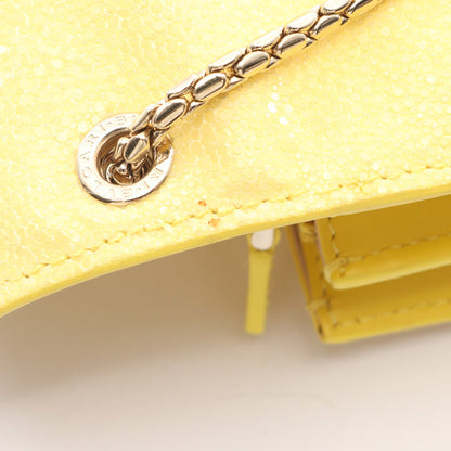 セルペンティ スモール チェーンショルダー チェーンショルダーバッグ ガルーシャ レザー イエロー ブルガリ バッグ BVLGARI