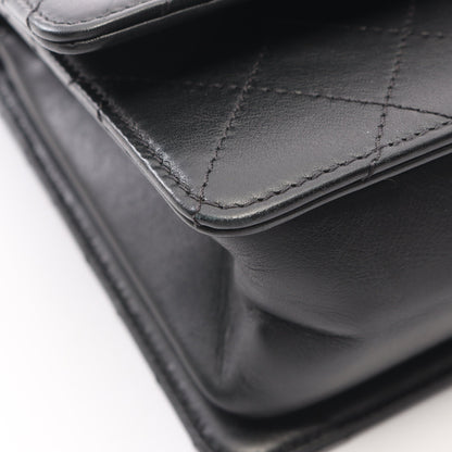 マトラッセ 2WAY チェーンショルダーバッグ レザー ブラック コンビ金具 シャネル
