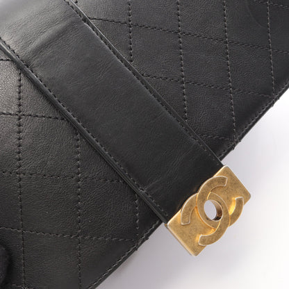 マトラッセ 2WAY チェーンショルダーバッグ レザー ブラック コンビ金具 シャネル