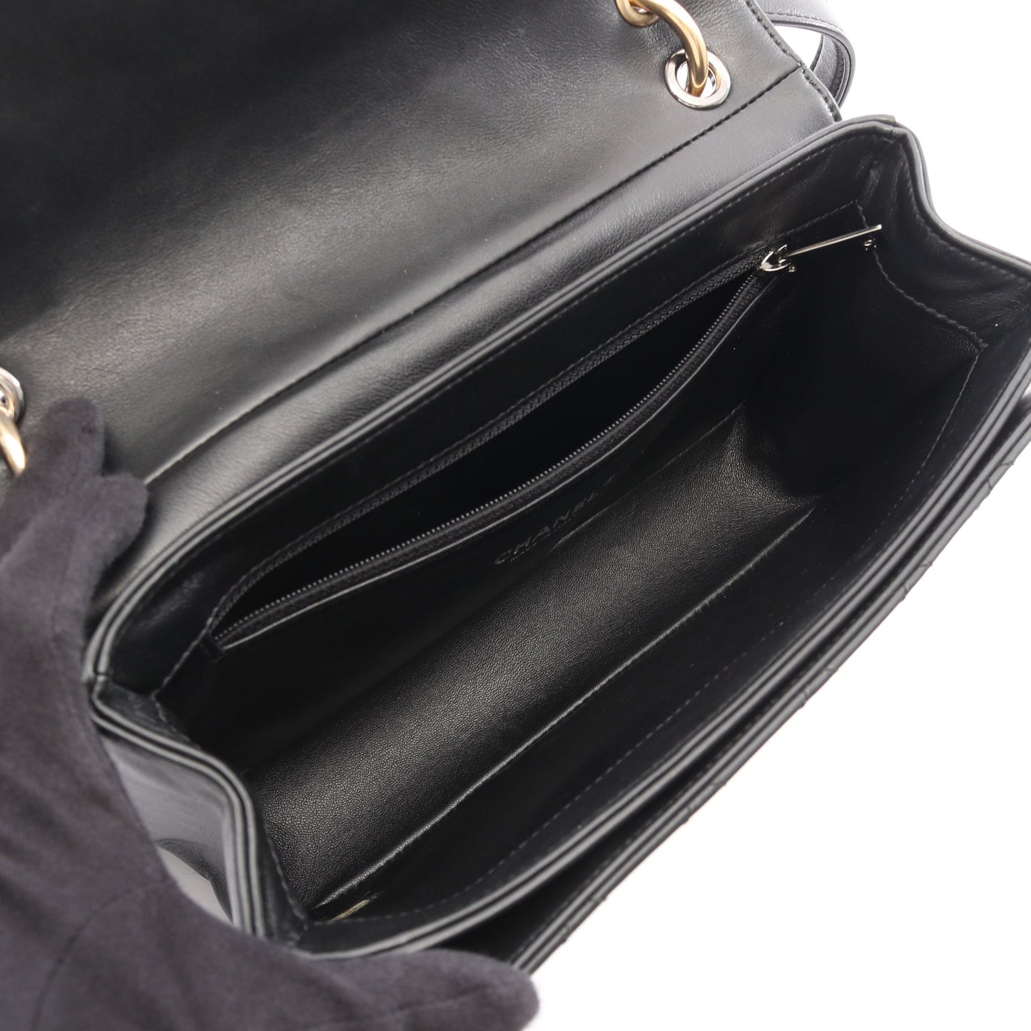 マトラッセ 2WAY チェーンショルダーバッグ レザー ブラック コンビ金具 シャネル