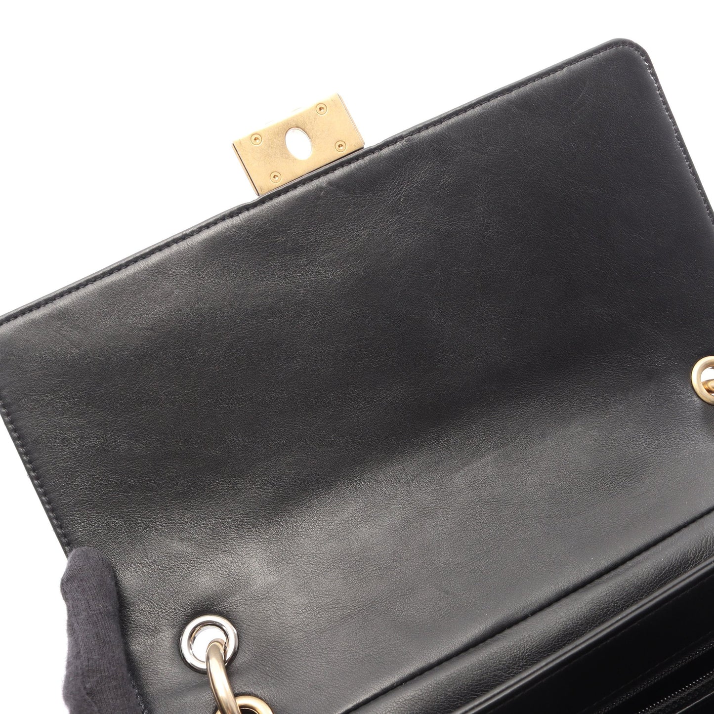 マトラッセ 2WAY チェーンショルダーバッグ レザー ブラック コンビ金具 シャネル