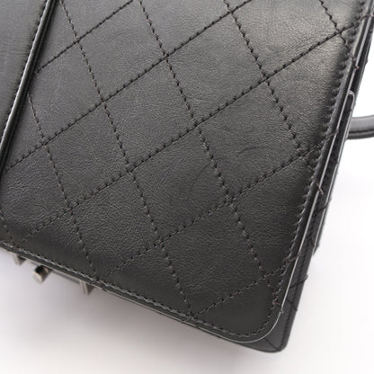 マトラッセ 2WAY チェーンショルダーバッグ レザー ブラック コンビ金具 シャネル