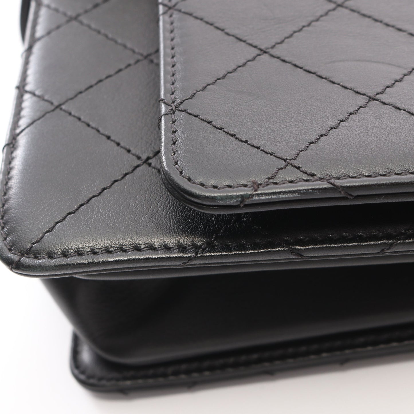 マトラッセ 2WAY チェーンショルダーバッグ レザー ブラック コンビ金具 シャネル