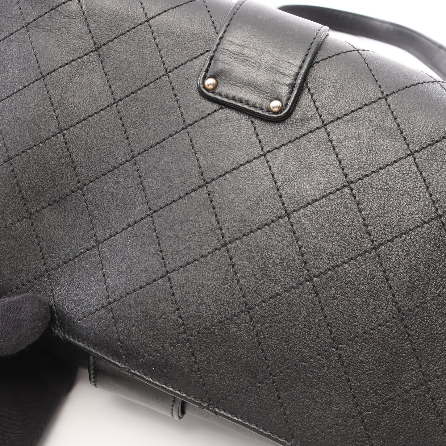 マトラッセ 2WAY チェーンショルダーバッグ レザー ブラック コンビ金具 シャネル