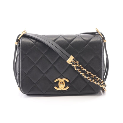 マトラッセ チェーンショルダーバッグ ラムスキン ブラック ゴールド金具 シャネル バッグ CHANEL
