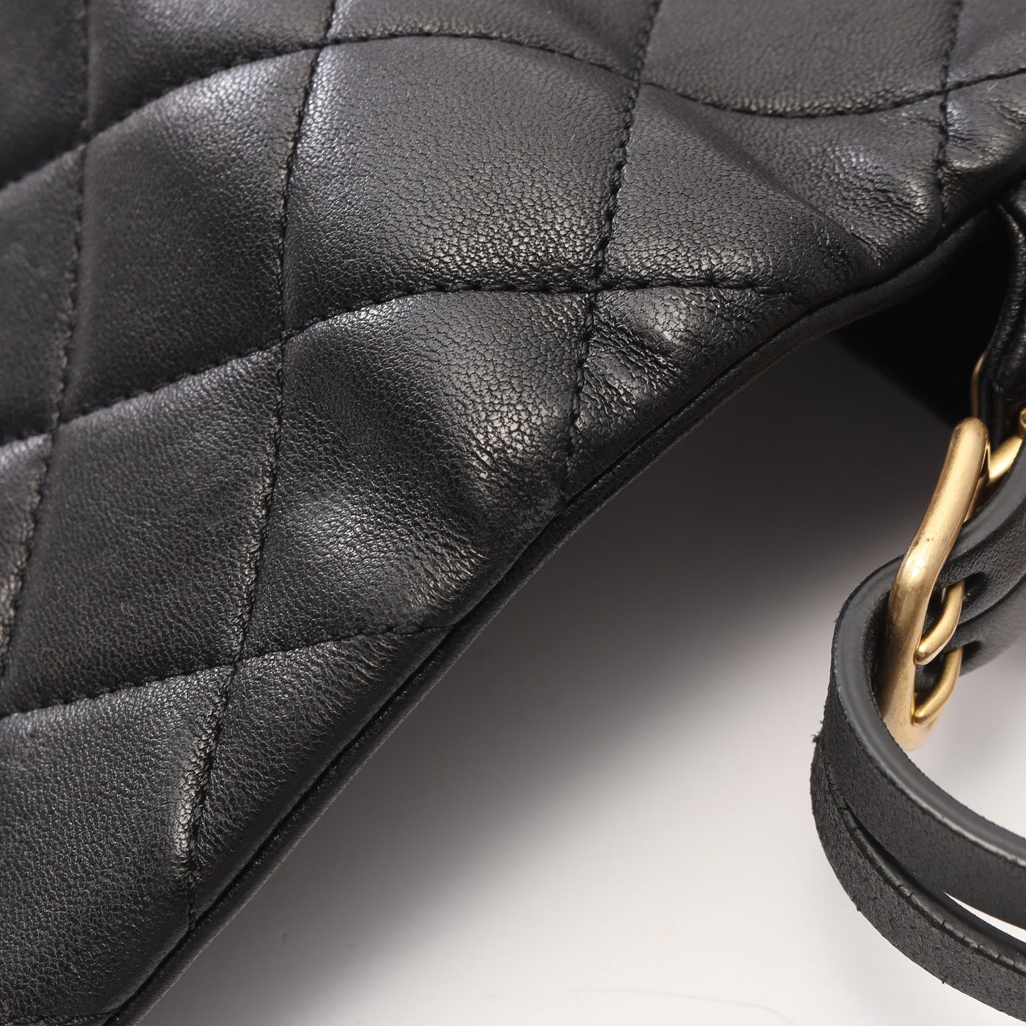 マトラッセ チェーンショルダーバッグ ラムスキン ブラック ゴールド金具 シャネル バッグ CHANEL