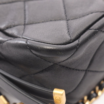 マトラッセ チェーンショルダーバッグ ラムスキン ブラック ゴールド金具 シャネル バッグ CHANEL