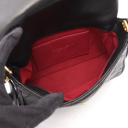 マトラッセ チェーンショルダーバッグ ラムスキン ブラック ゴールド金具 シャネル バッグ CHANEL