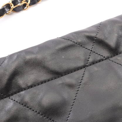 マトラッセ シャネル22 スモール チェーンショルダーバッグ レザー ブラック ゴールド金具 シャネル