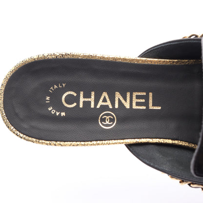 ココマーク ポインテッドトゥ ミュール サンダル レザー ブラック シャネル シューズ CHANEL
