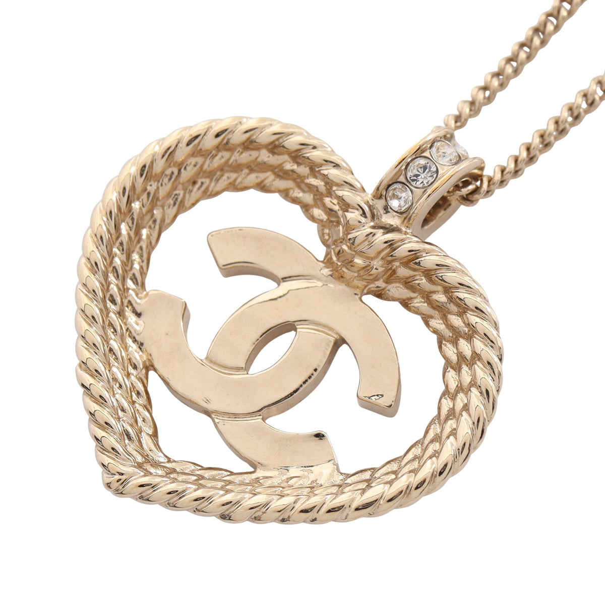 ココマーク ハート ネックレス GP ラインストーン ゴールド クリア B24P シャネル アクセサリー CHANEL
