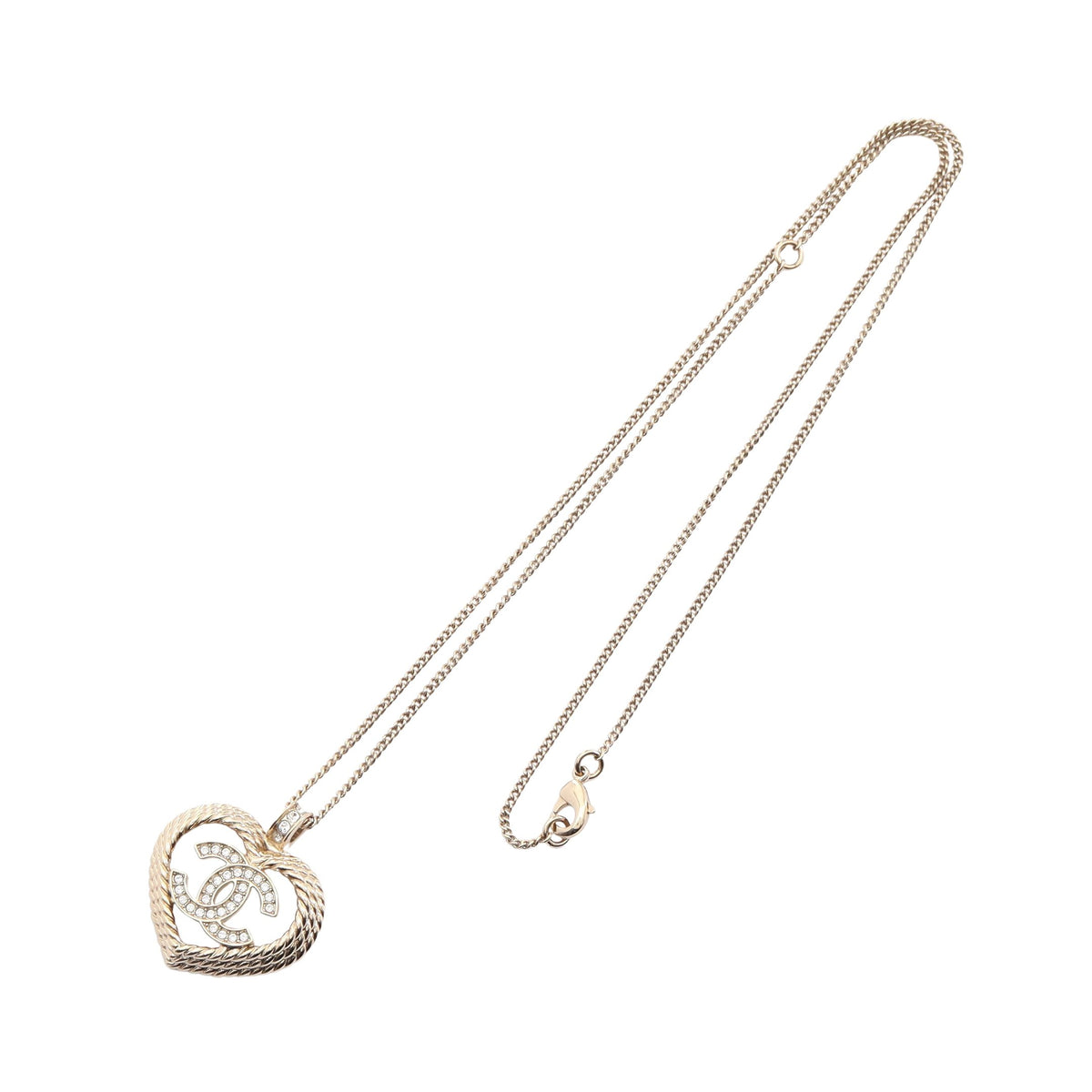 ココマーク ハート ネックレス GP ラインストーン ゴールド クリア B24P シャネル アクセサリー CHANEL