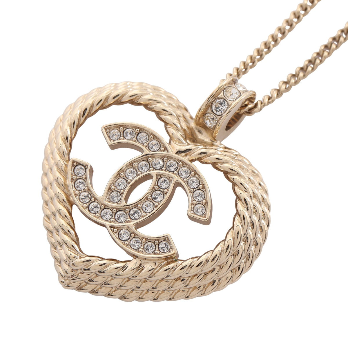 ココマーク ハート ネックレス GP ラインストーン ゴールド クリア B24P シャネル アクセサリー CHANEL
