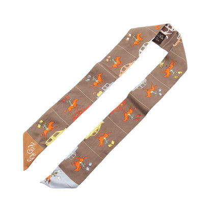ツイリー HERMES PARADE リボン スカーフ シルク ブラウン マルチカラー エルメス 財布・小物 HERMES