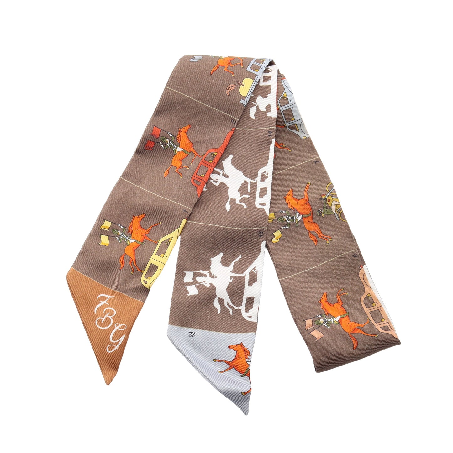ツイリー HERMES PARADE リボン スカーフ シルク ブラウン マルチカラー エルメス 財布・小物 HERMES