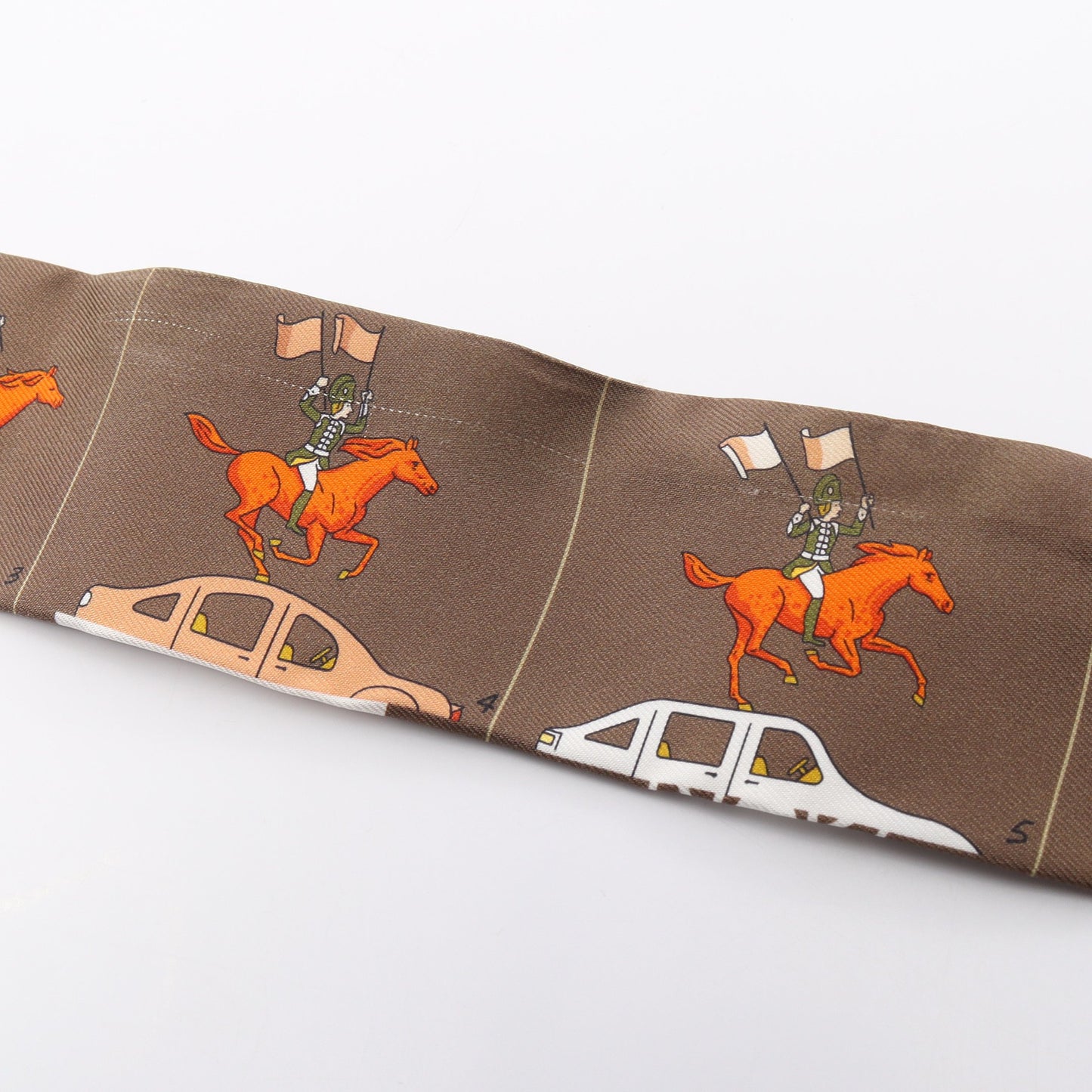 ツイリー HERMES PARADE リボン スカーフ シルク ブラウン マルチカラー エルメス
