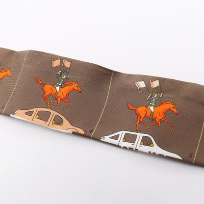 ツイリー HERMES PARADE リボン スカーフ シルク ブラウン マルチカラー エルメス