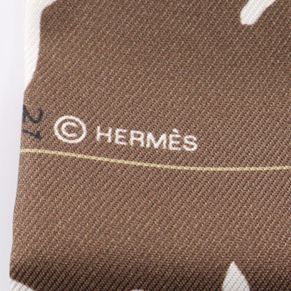 ツイリー HERMES PARADE リボン スカーフ シルク ブラウン マルチカラー エルメス