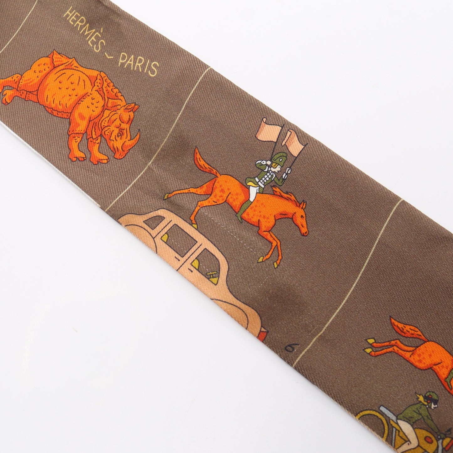 ツイリー HERMES PARADE リボン スカーフ シルク ブラウン マルチカラー エルメス