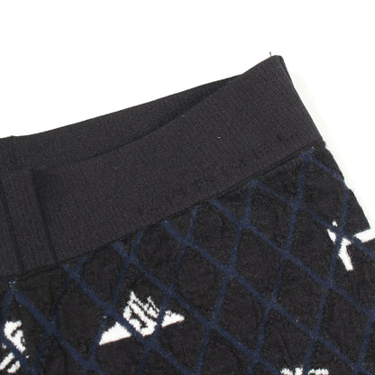 ココマーク ダイヤ柄 ニットレギンス パンツ カシミヤ ウール ブラック ネイビー シャネル