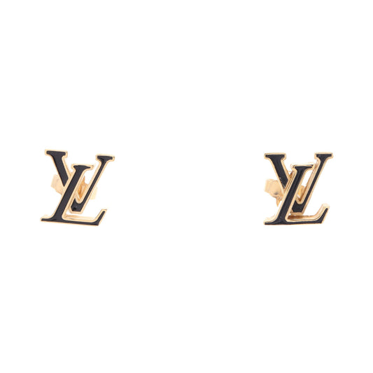 LV アイコニック エナメル ピアス GP ゴールド ブラック ルイヴィトン アクセサリー LOUIS VUITTON