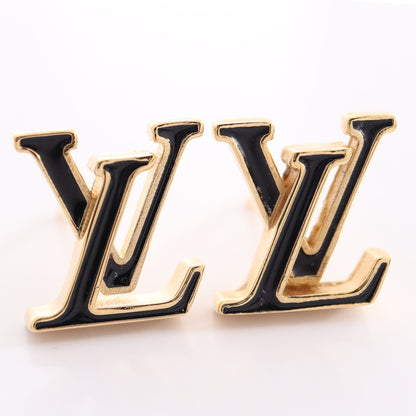 LV アイコニック エナメル ピアス GP ゴールド ブラック ルイヴィトン