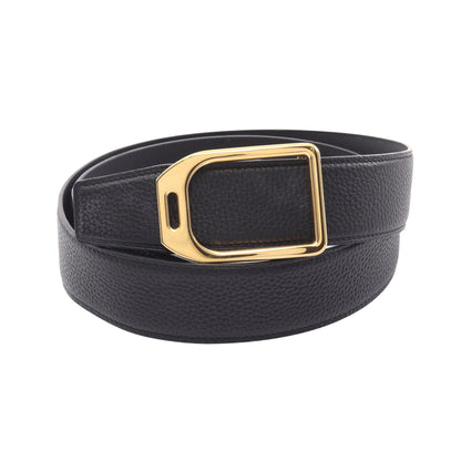 エトリエ リバーシブル ベルト トゴ ブラック ゴールド金具 X刻印 エルメス