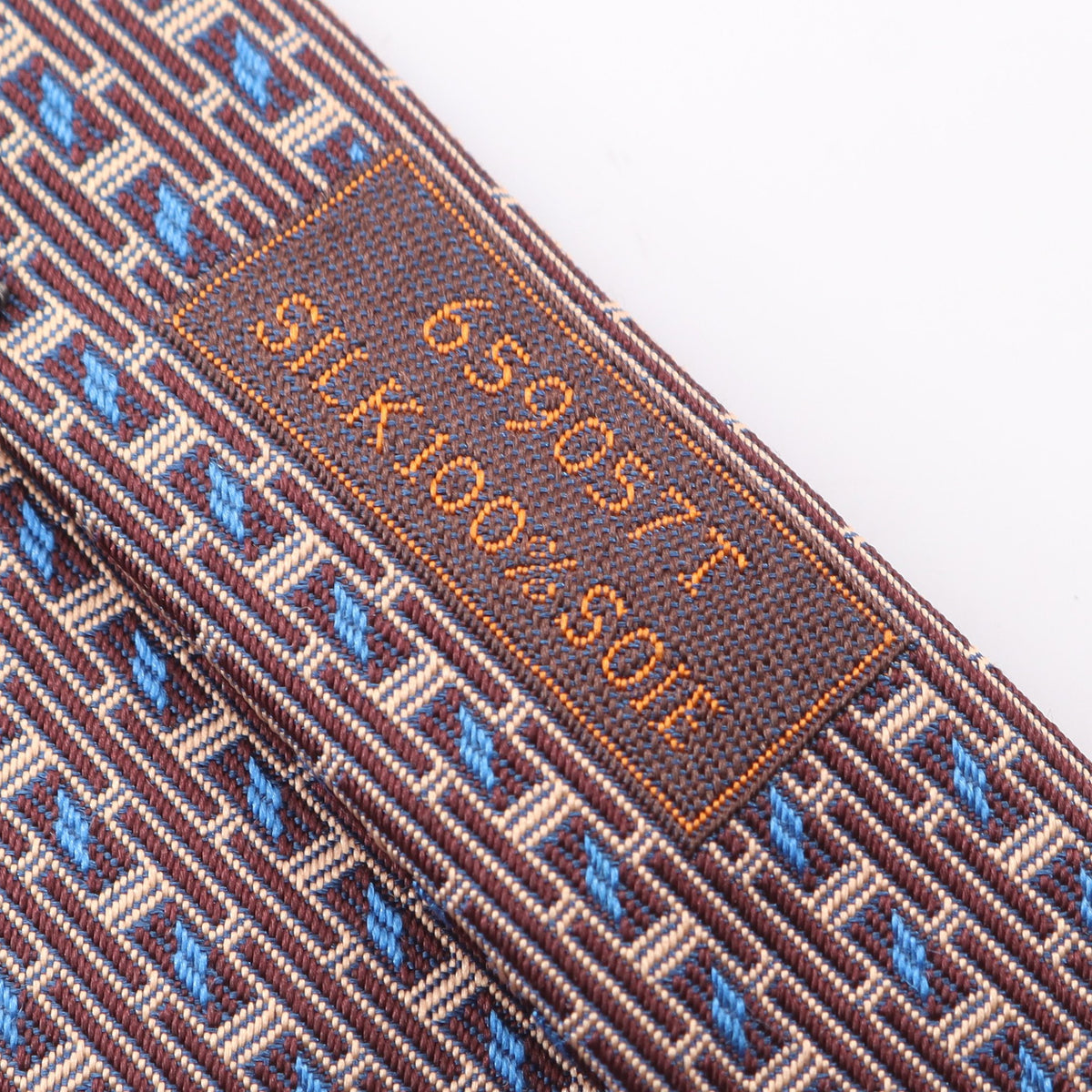 Hロゴ 総柄 ネクタイ シルク ボルドー アイボリー ブルー エルメス 財布・小物 HERMES