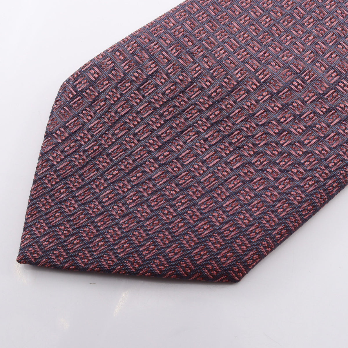 Hロゴ 総柄 ネクタイ シルク ネイビー ピンク エルメス 財布・小物 HERMES