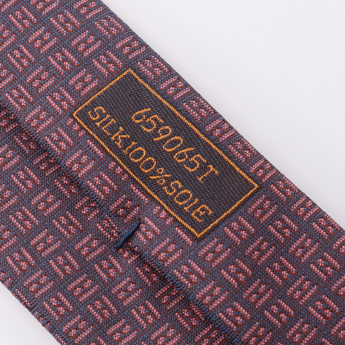 Hロゴ 総柄 ネクタイ シルク ネイビー ピンク エルメス 財布・小物 HERMES