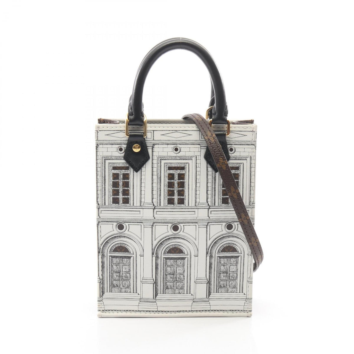 LOUIS VUITTON × FORNASETTI プティット サックプラ モノグラム 2WAY ハンドバッグ PVC レザー ホワイト ブラウン ブラック ルイヴィトン