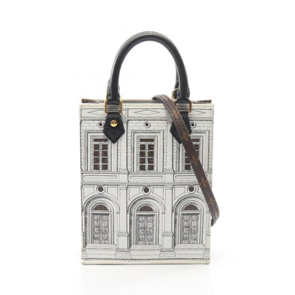 LOUIS VUITTON × FORNASETTI プティット サックプラ モノグラム 2WAY ハンドバッグ PVC レザー ホワイト ブラウン ブラック ルイヴィトン