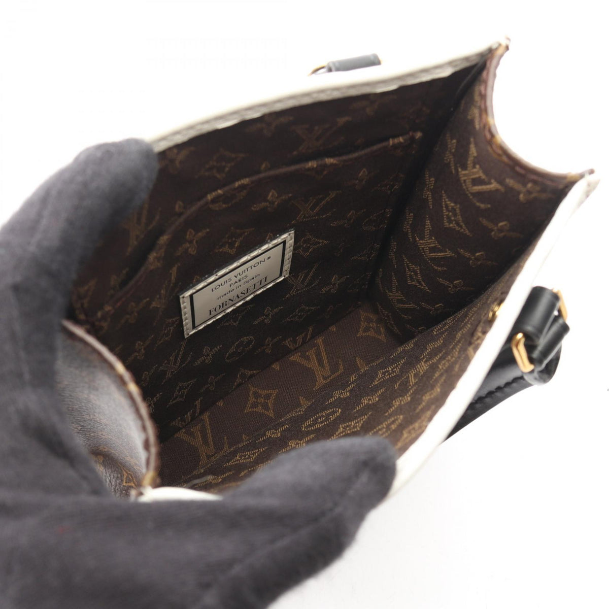 LOUIS VUITTON × FORNASETTI プティット サックプラ モノグラム 2WAY ハンドバッグ PVC レザー ホワイト ブラウン ブラック ルイヴィトン