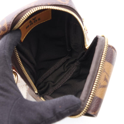 LOUIS VUITTON × NIGO ダブル フォンポーチ モノグラムストライプ ショルダーバッグ PVC レザー ブラウン ルイヴィトン