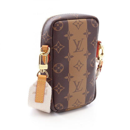 LOUIS VUITTON × NIGO ダブル フォンポーチ モノグラムストライプ ショルダーバッグ PVC レザー ブラウン ルイヴィトン