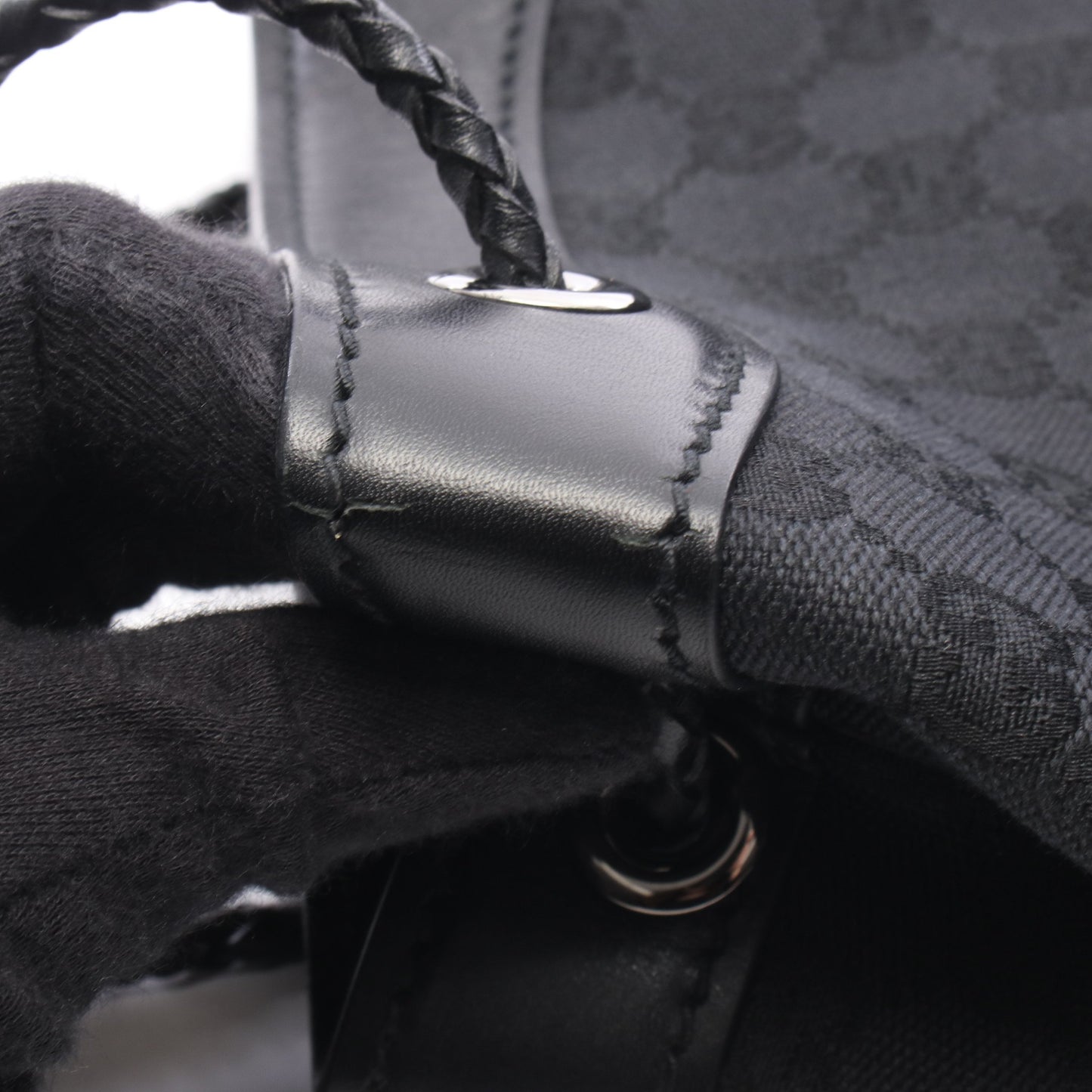 ショルダーバッグ キャンバス レザー ブラック グッチ バッグ GUCCI