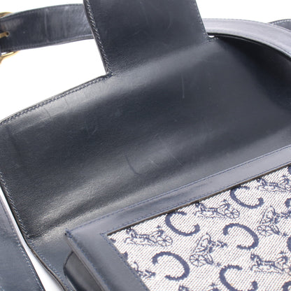 Cマカダム 馬車金具 ショルダーバッグ キャンバス レザー グレー ネイビー セリーヌ