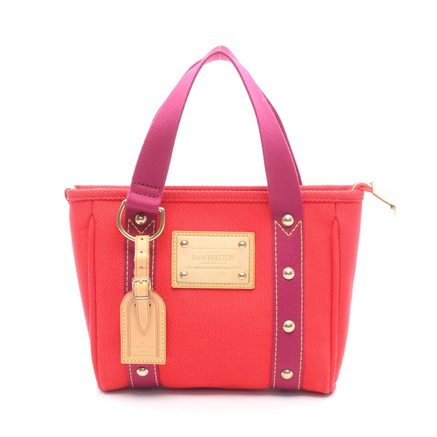 カバPM アンティグア ハンドバッグ トートバッグ キャンバス レザー レッド パープル ルイヴィトン バッグ LOUIS VUITTON