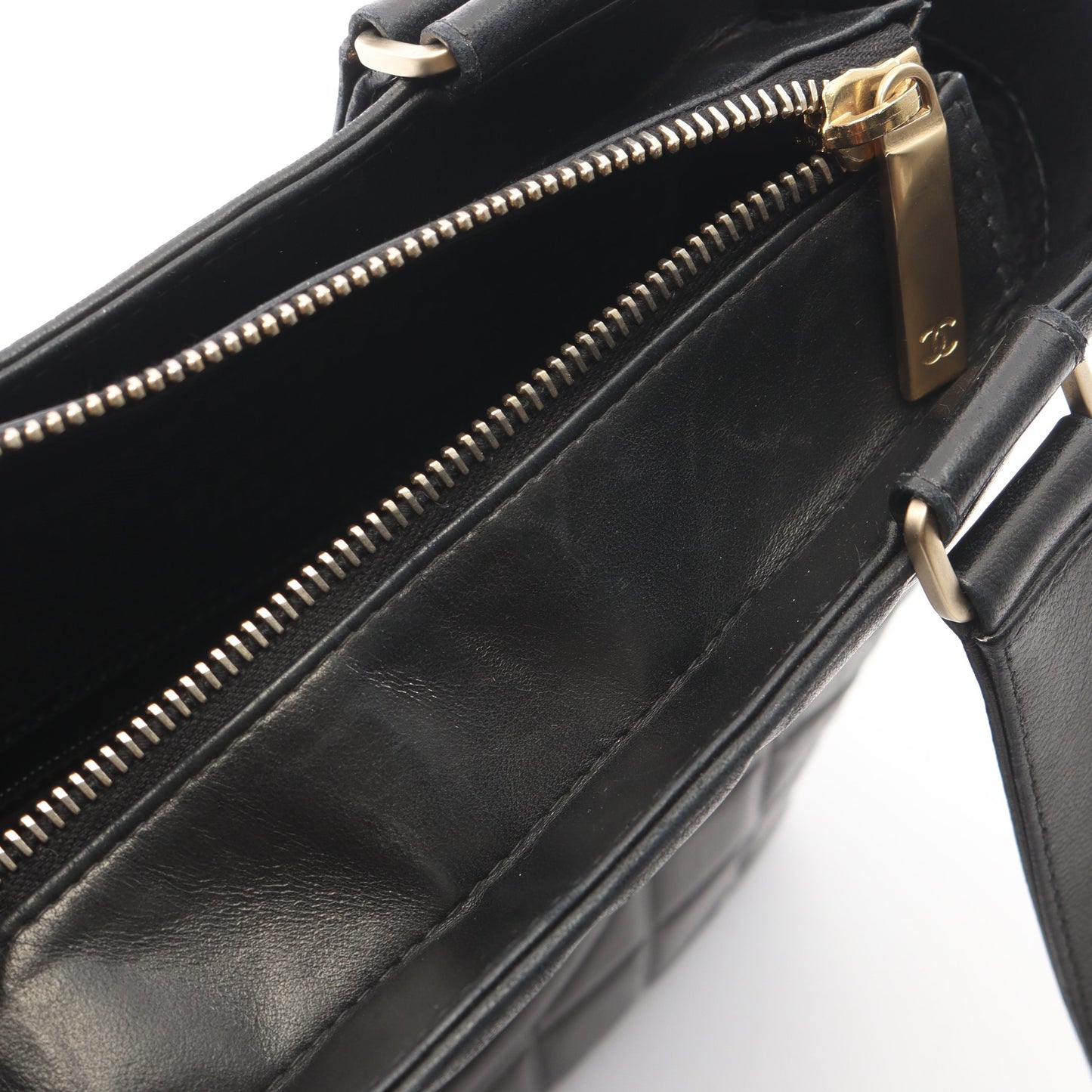 チョコバー ハンドバッグ トートバッグ ラムスキン ブラック ゴールド金具 シャネル