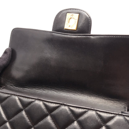 マトラッセ Wフェイス チェーンショルダーバッグ ラムスキン ブラック ゴールド金具 シャネル