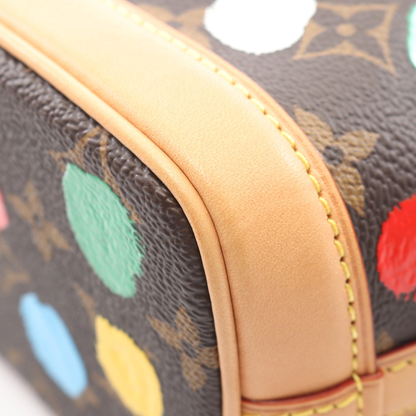 LV × YK ナノ ノエ モノグラムペインティッドドット 草間彌生 2WAY ハンドバッグ PVC レザー ブラウン マルチカラー ルイヴィトン