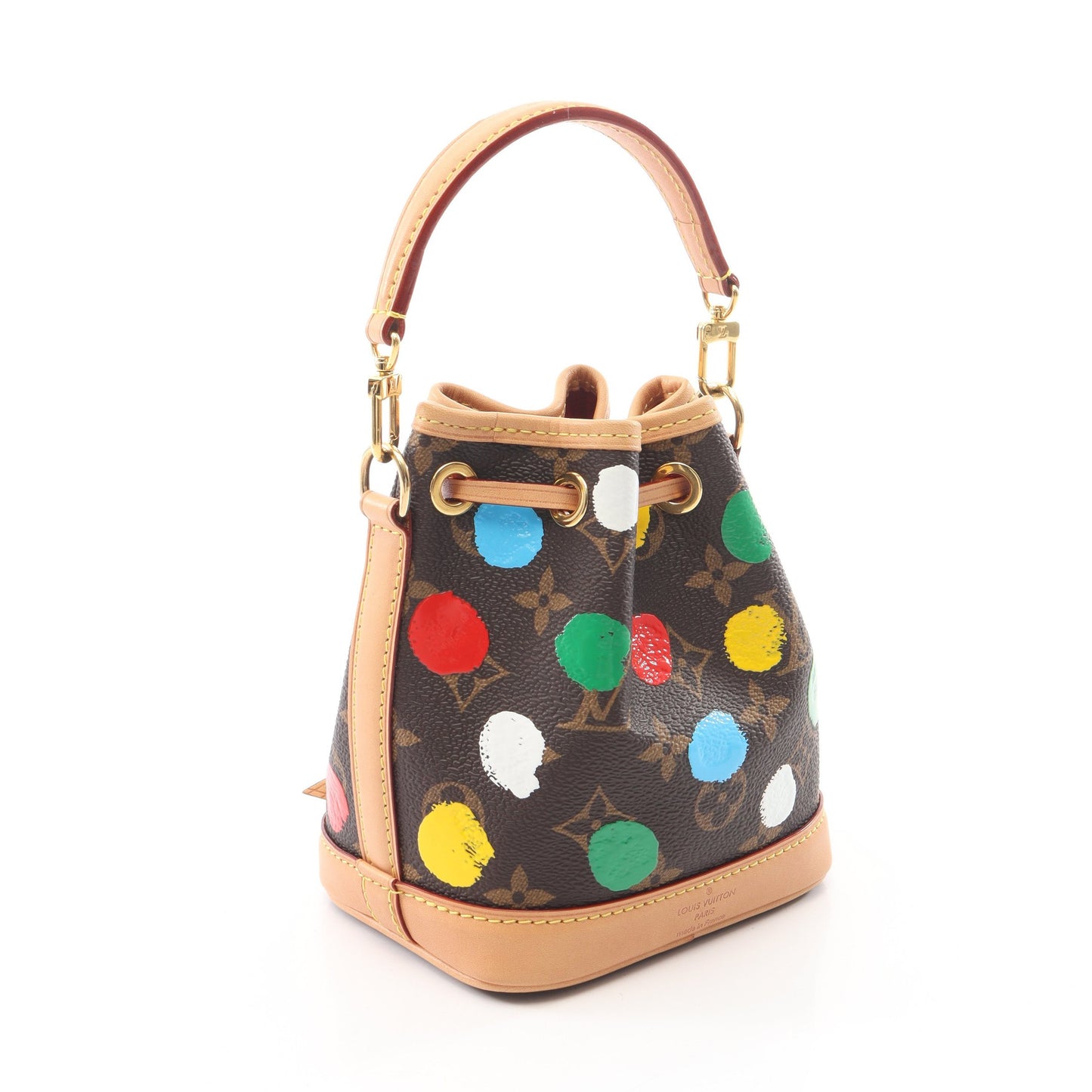 LV × YK ナノ ノエ モノグラムペインティッドドット 草間彌生 2WAY ハンドバッグ PVC レザー ブラウン マルチカラー ルイヴィトン