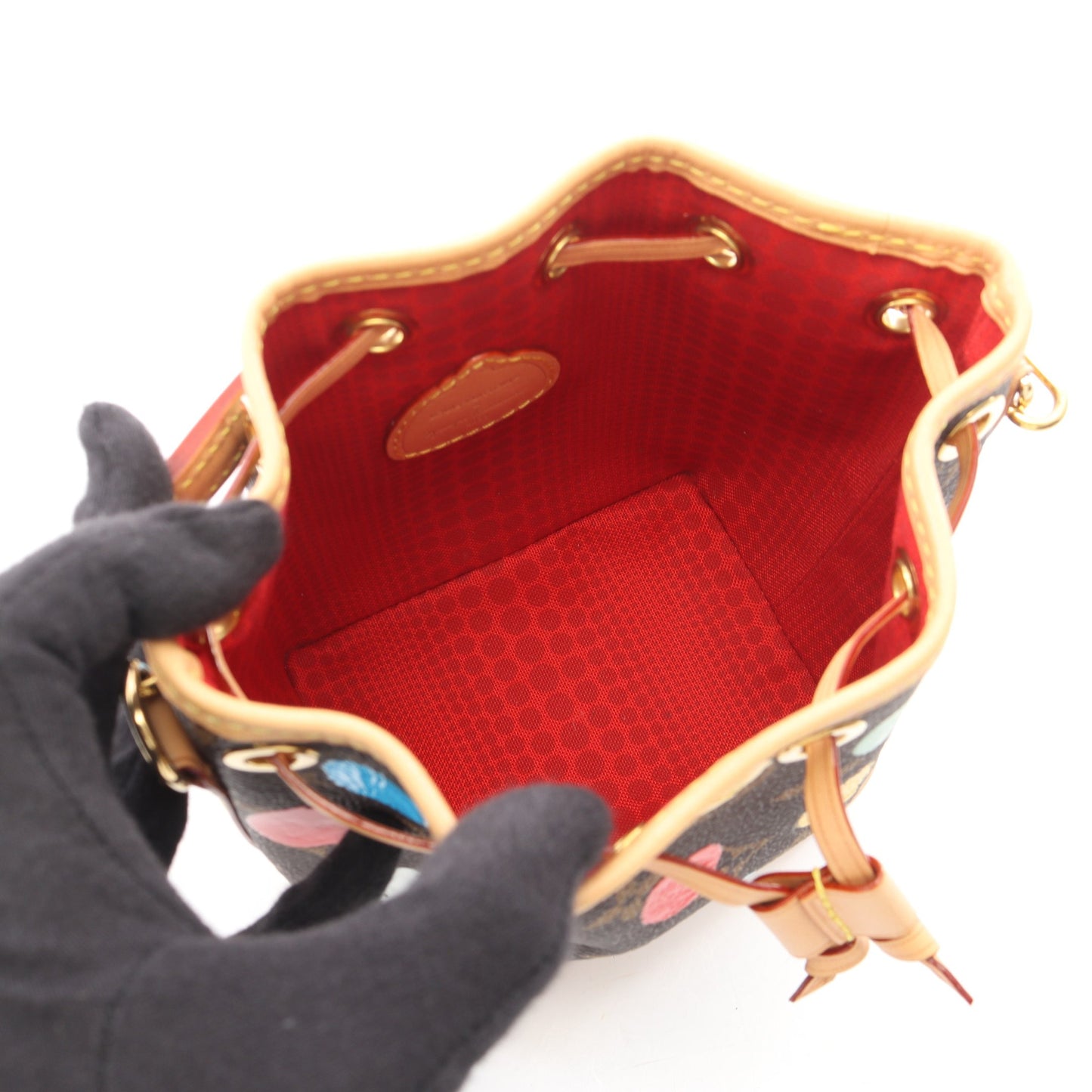 LV × YK ナノ ノエ モノグラムペインティッドドット 草間彌生 2WAY ハンドバッグ PVC レザー ブラウン マルチカラー ルイヴィトン