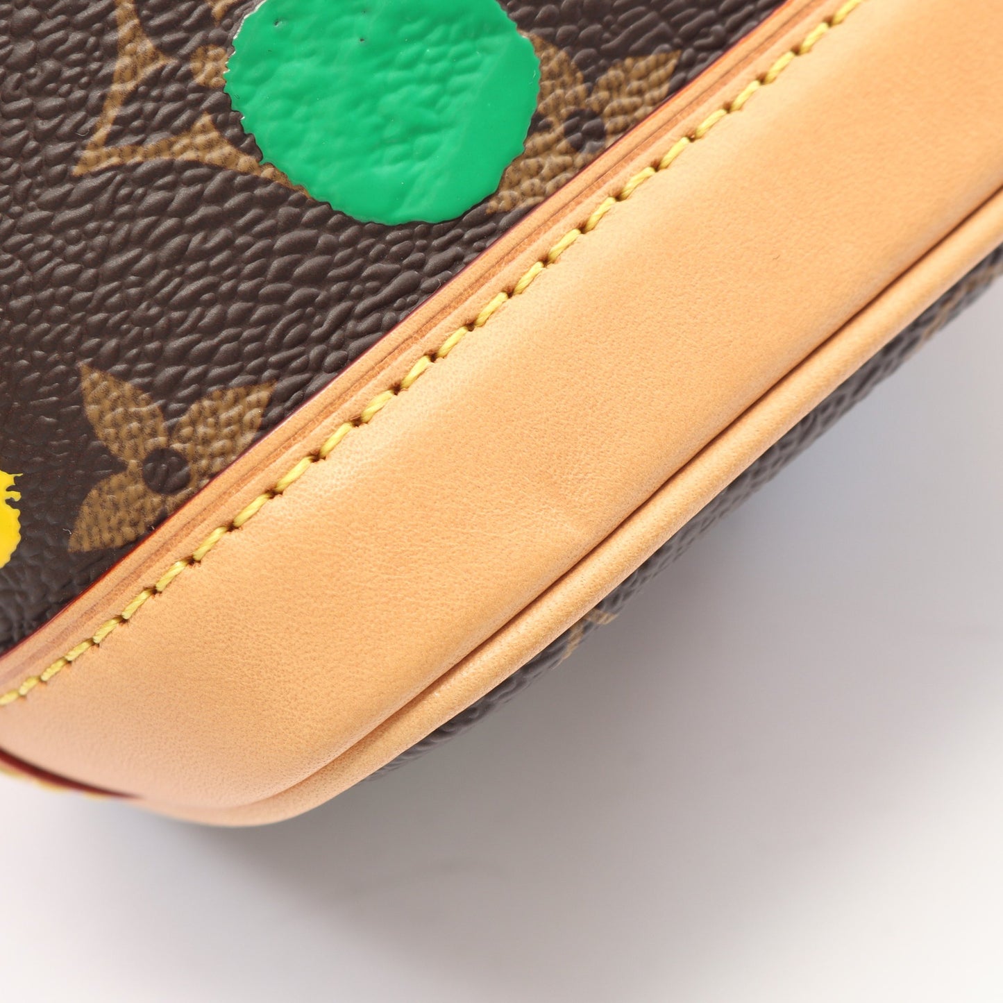 LV × YK ナノ ノエ モノグラムペインティッドドット 草間彌生 2WAY ハンドバッグ PVC レザー ブラウン マルチカラー ルイヴィトン