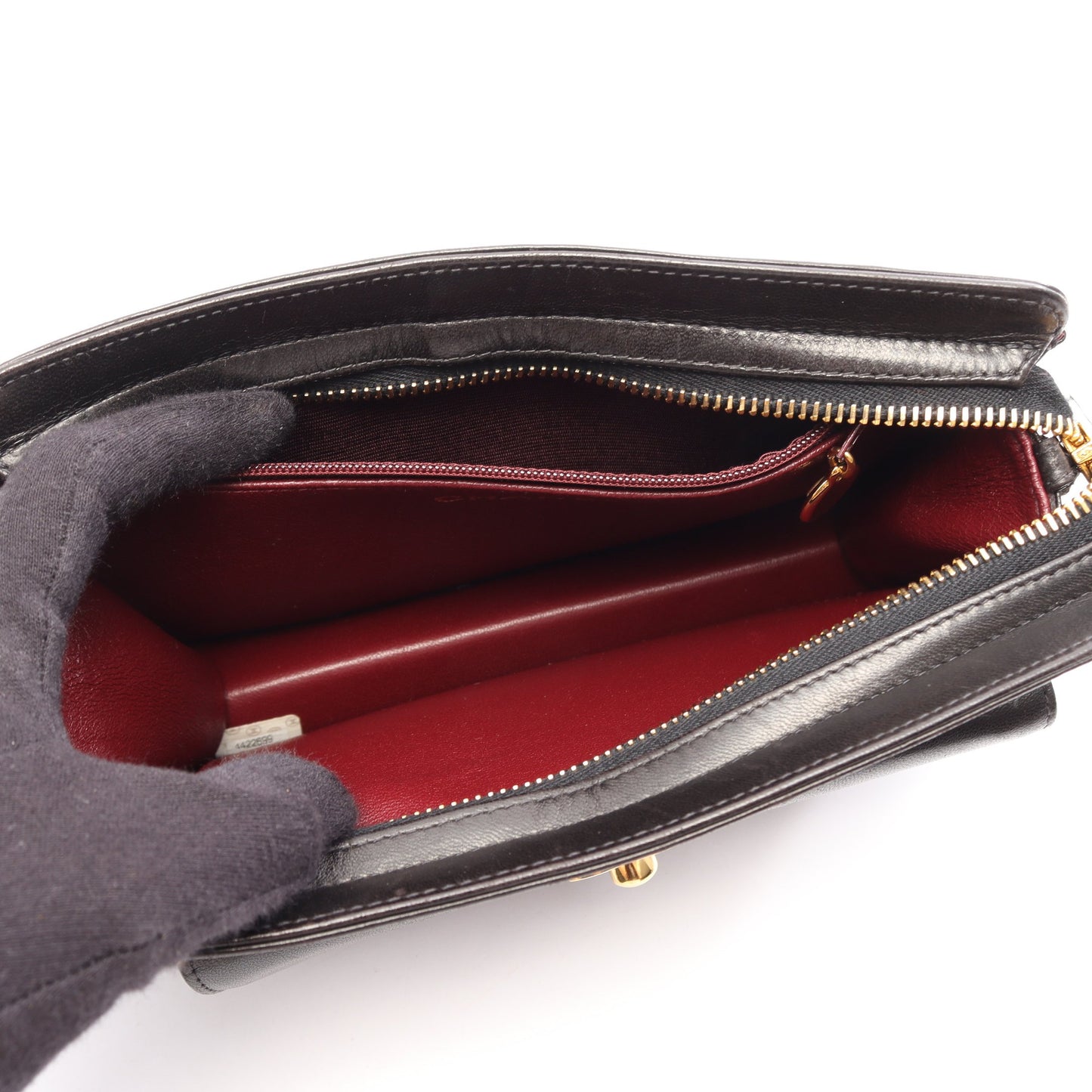 ココマーク クラッチバッグ カーフレザー ラムスキン ブラック ゴールド金具 シャネル