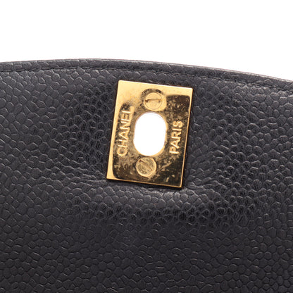 マトラッセ ダイアナフラップ チェーンショルダーバッグ キャビアスキン ブラック ゴールド金具 シャネル